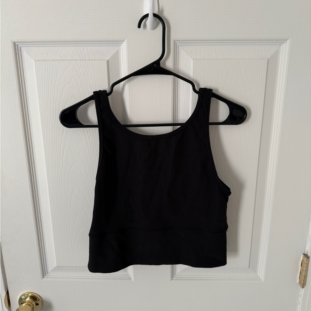 lululemon Black Ribbed Scoop Neck Cropped Tank Size 12